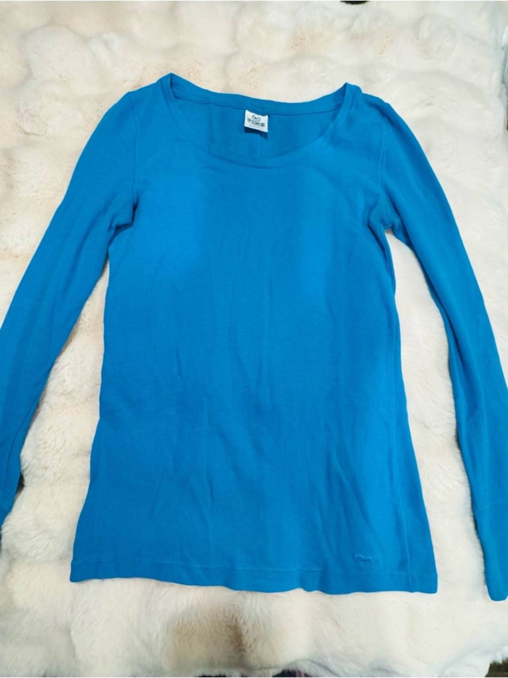 PINK Victoria's Secret Teal Ribbed Long Sleeve Top